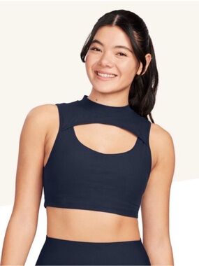Peloton Navy Cutout High-Neck Crop Top